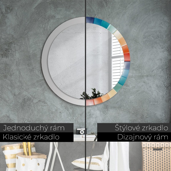 Round mirror frame with print Radial concentric belts