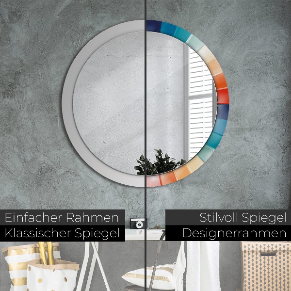 Round mirror frame with print Radial concentric belts