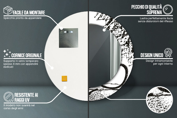 Round wall mirror decor Graffiti pattern