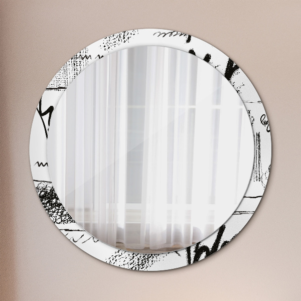Round wall mirror decor Graffiti pattern