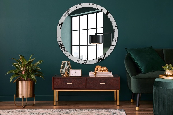 Round wall mirror decor Graffiti pattern