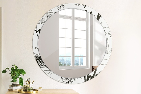Round wall mirror decor Graffiti pattern
