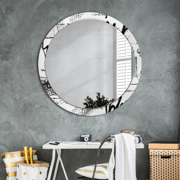 Round wall mirror decor Graffiti pattern