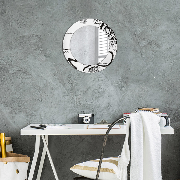 Round wall mirror decor Graffiti pattern