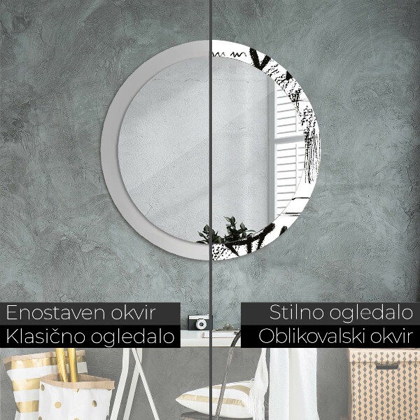 Round wall mirror decor Graffiti pattern