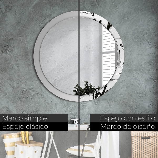 Round wall mirror decor Graffiti pattern