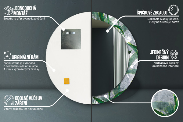 Round wall mirror decor Tropical leaves