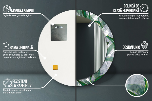 Round wall mirror decor Tropical leaves