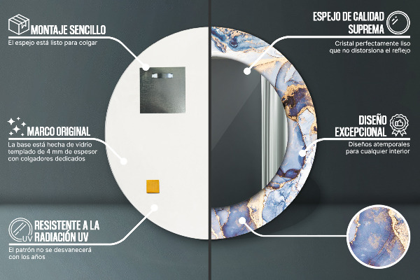 Round wall mirror decor Abstract liquid art