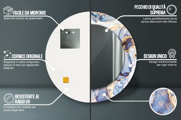 Round wall mirror decor Abstract liquid art