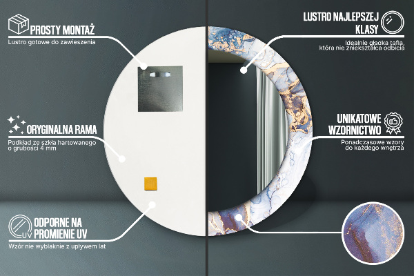 Round wall mirror decor Abstract liquid art