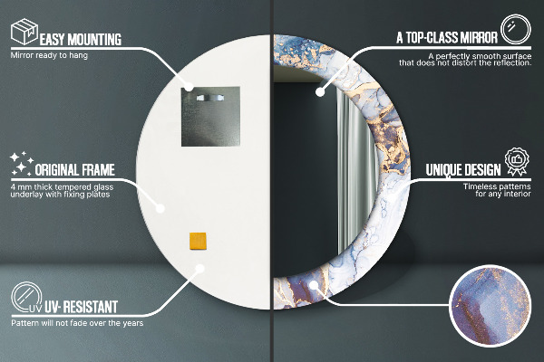 Round wall mirror decor Abstract liquid art