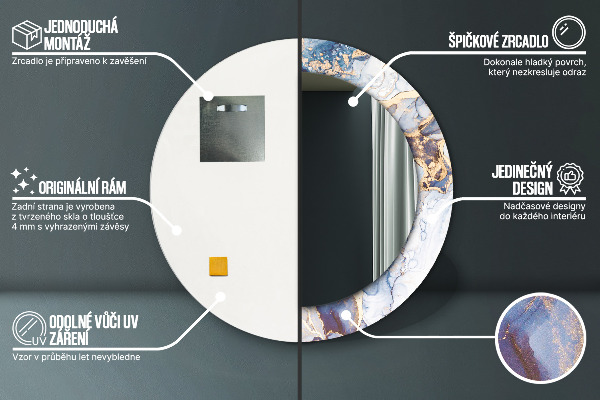 Round wall mirror decor Abstract liquid art