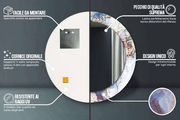 Round wall mirror decor Abstract liquid art