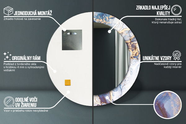 Round wall mirror decor Abstract liquid art