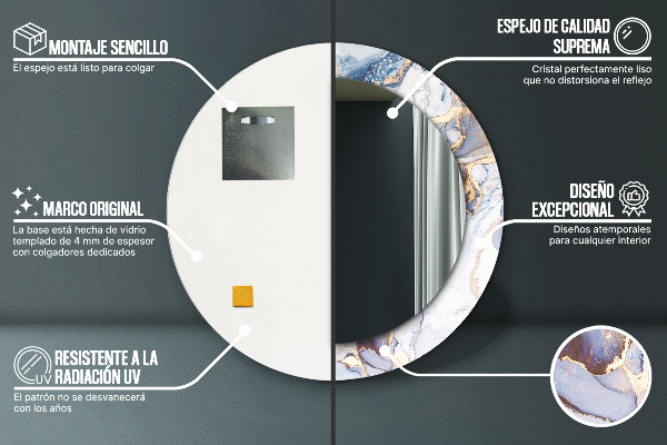 Round wall mirror decor Abstract liquid art