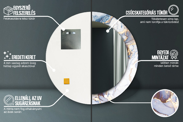 Round wall mirror decor Abstract liquid art