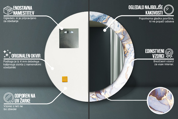 Round wall mirror decor Abstract liquid art