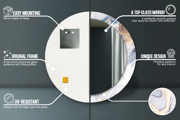 Round wall mirror decor Abstract liquid art