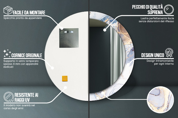 Round wall mirror decor Abstract liquid art