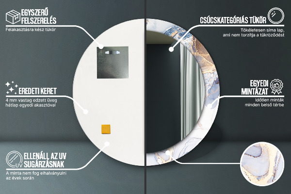 Round wall mirror decor Abstract liquid art