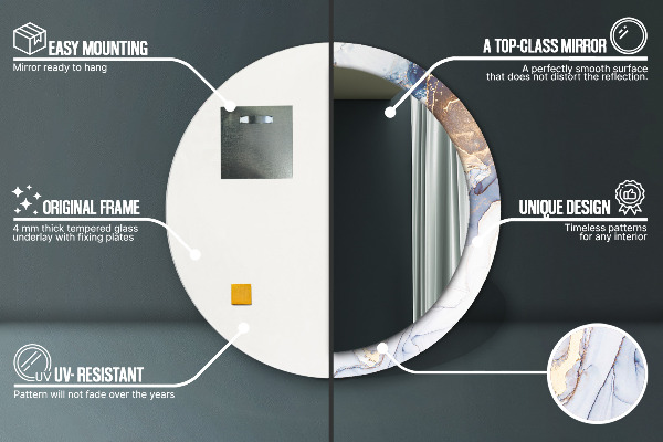 Round wall mirror decor Abstract liquid art