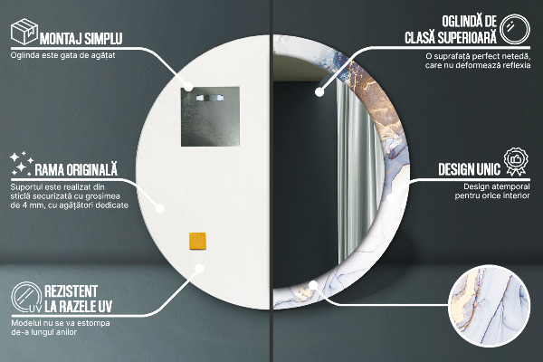 Round wall mirror decor Abstract liquid art