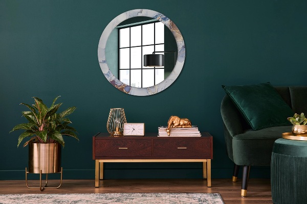 Round wall mirror decor Abstract liquid art