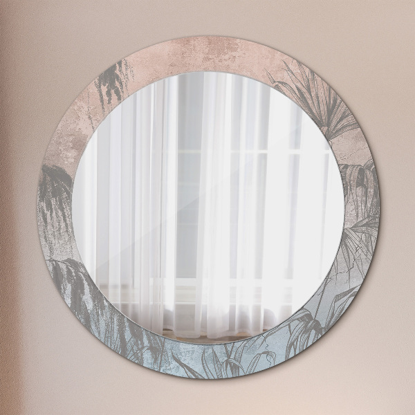 Round wall mirror decor Tropical flowers