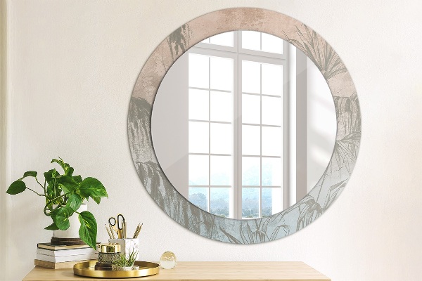 Round wall mirror decor Tropical flowers