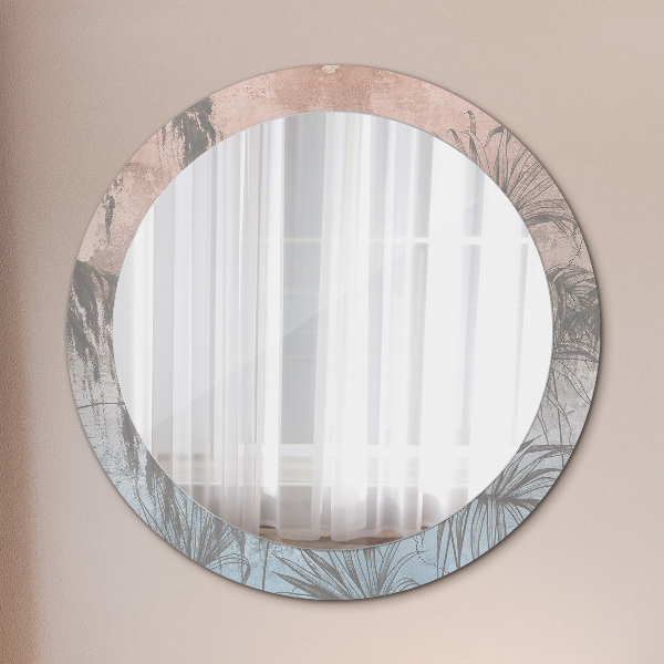 Round wall mirror decor Tropical flowers