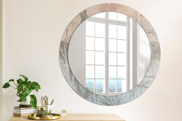 Round wall mirror decor Tropical flowers