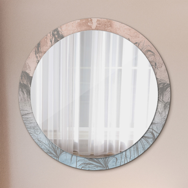 Round wall mirror decor Tropical flowers