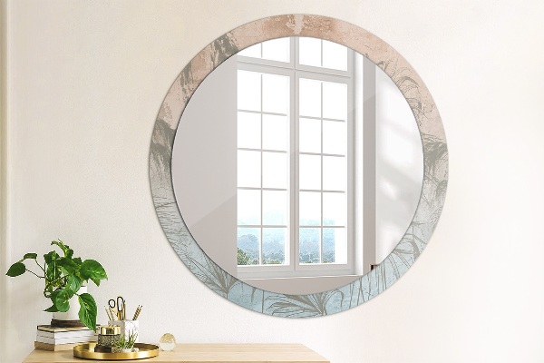 Round wall mirror decor Tropical flowers