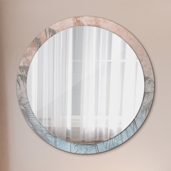 Round wall mirror decor Tropical flowers