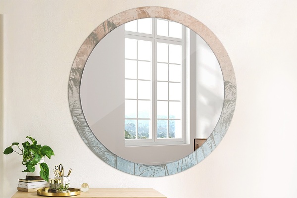 Round wall mirror decor Tropical flowers