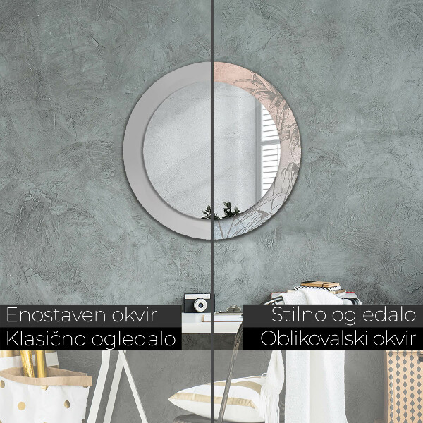 Round wall mirror decor Tropical flowers