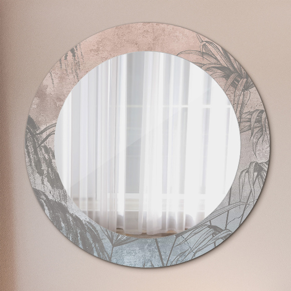 Round wall mirror decor Tropical flowers