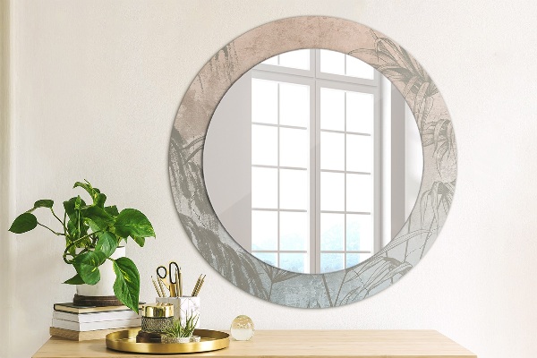 Round wall mirror decor Tropical flowers