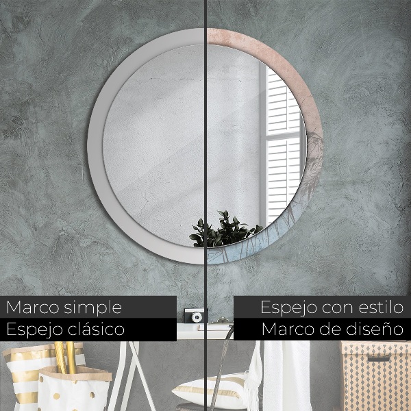 Round wall mirror decor Tropical flowers