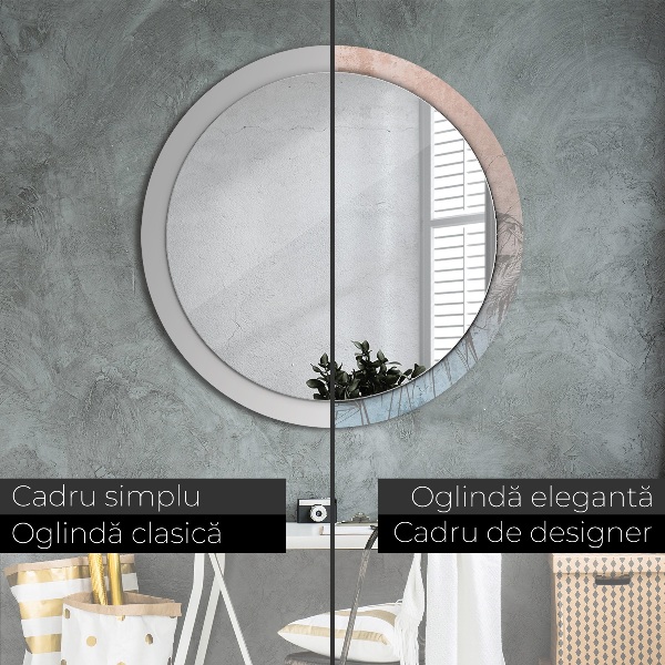 Round wall mirror decor Tropical flowers