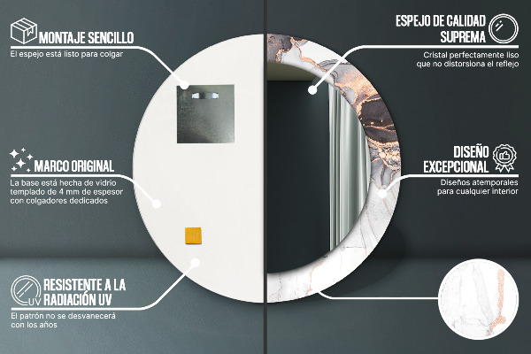 Round wall mirror decor Abstract fluid