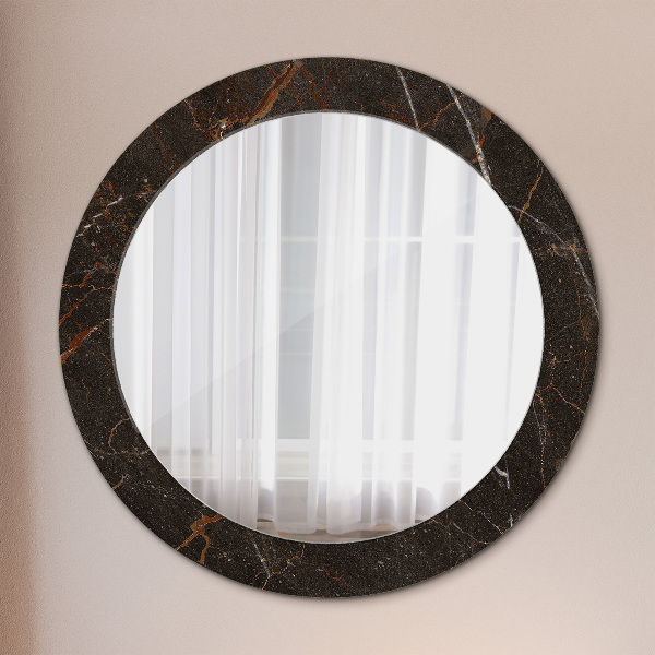Round wall mirror decor Brown marble