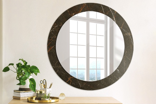 Round wall mirror decor Brown marble