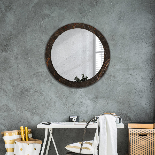 Round wall mirror decor Brown marble