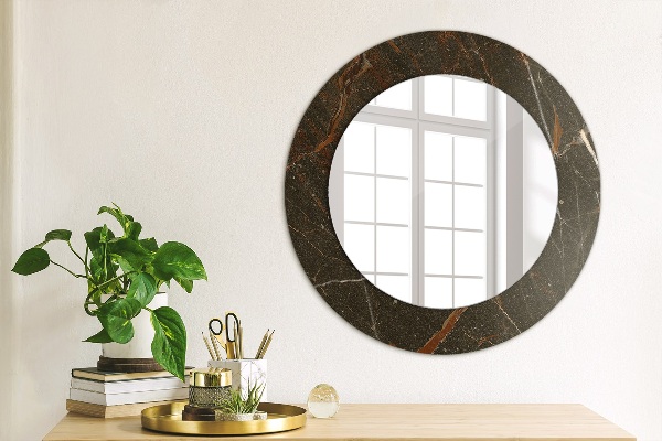 Round wall mirror decor Brown marble