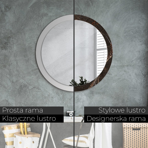 Round wall mirror decor Brown marble