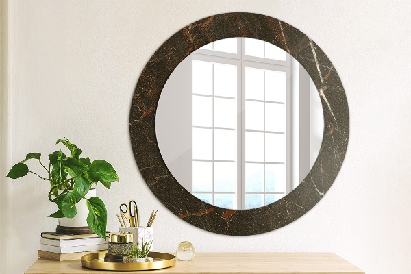 Round wall mirror decor Brown marble