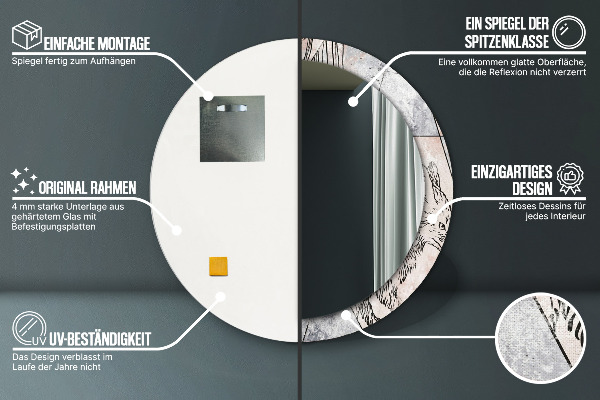 Round decorative mirror Animal abstraction