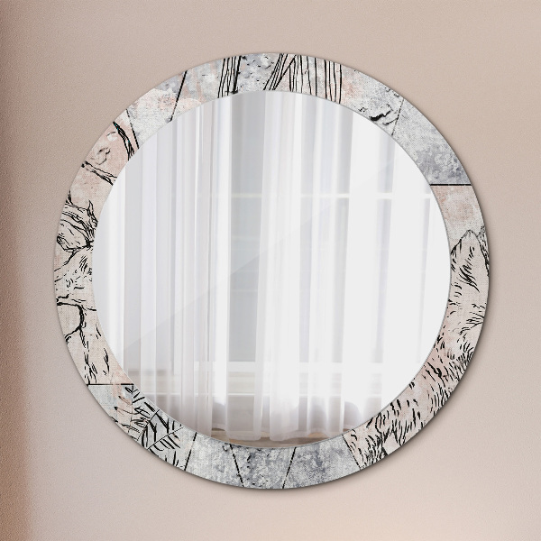 Round decorative mirror Animal abstraction